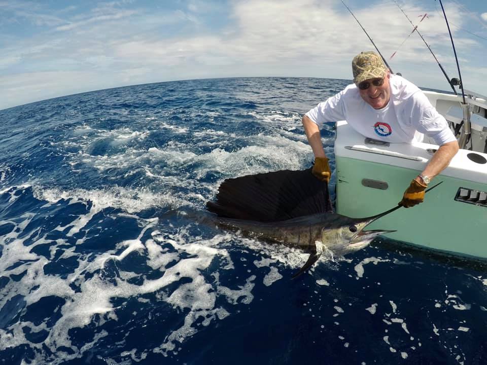 CAF angler catches and releases a sailfish in Quepos, Costa Rica