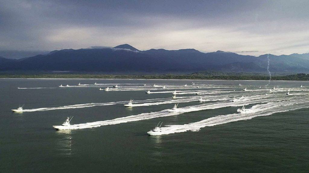 The shotgun start of the Pelagic Rock Star Tournament in Quepos, Costa Rica