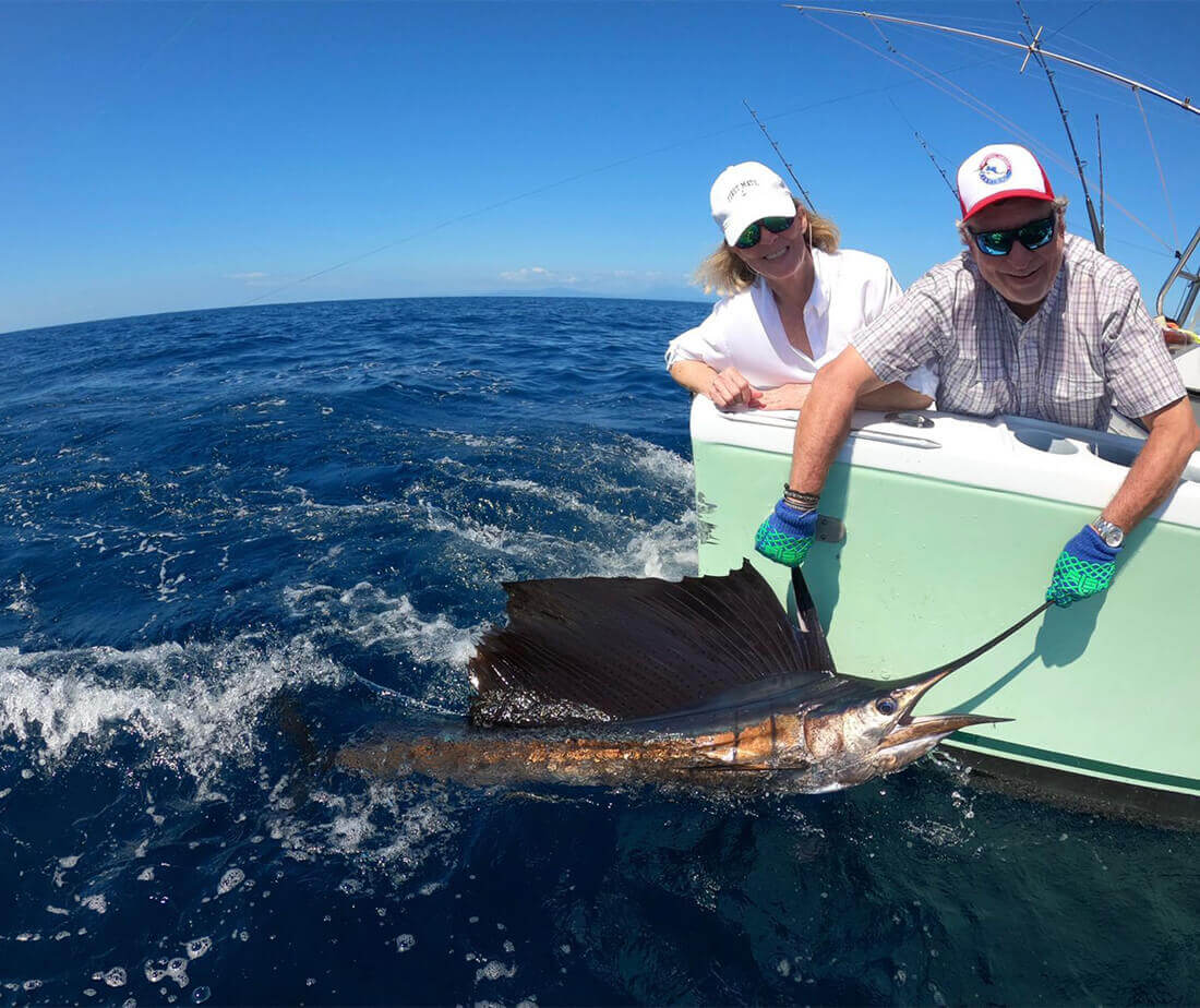 Catch and release of a Pacific Sailfish in Costa Rica