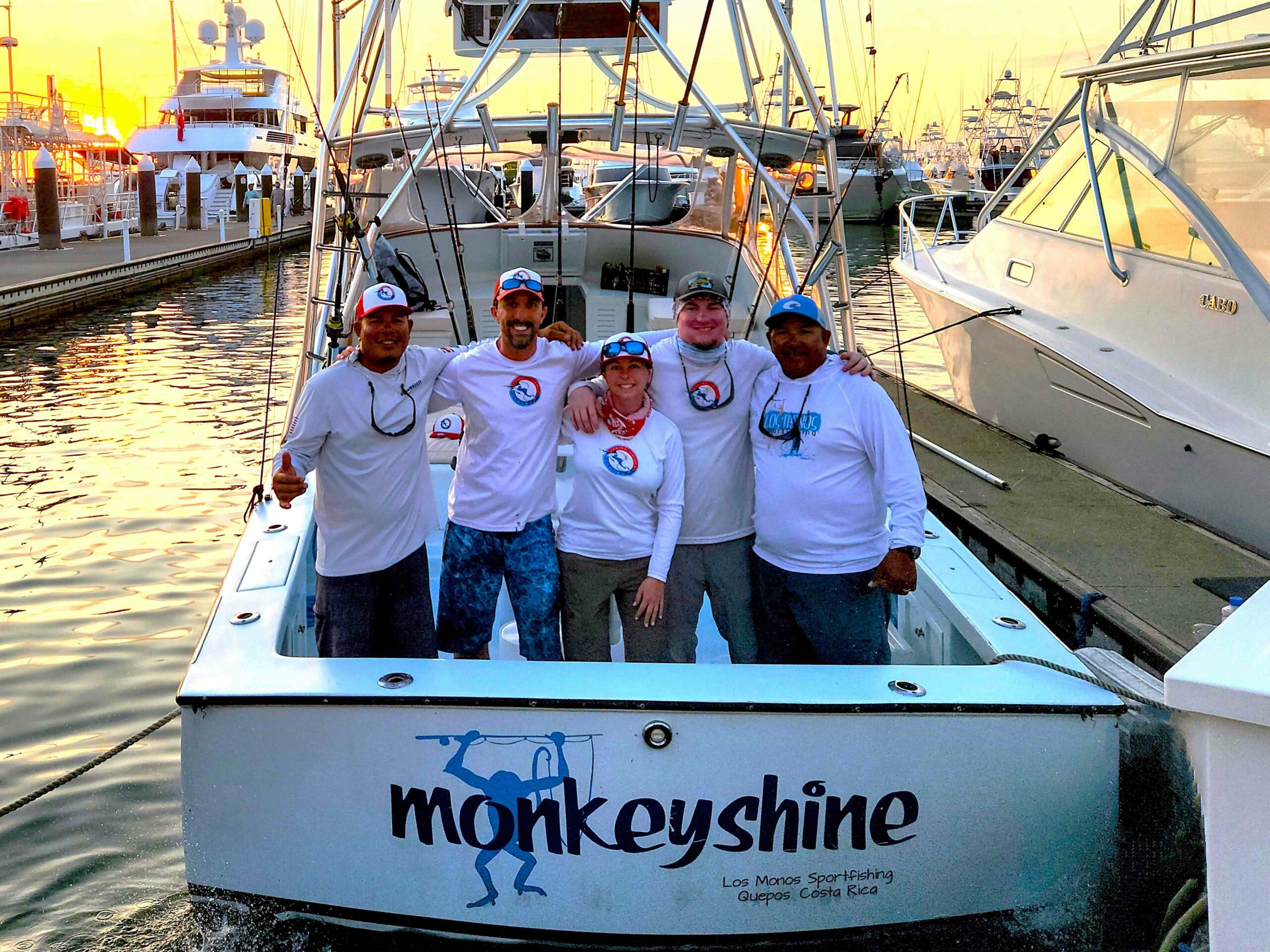 The Central America Fishing team on their favorite charter boat in Quepos