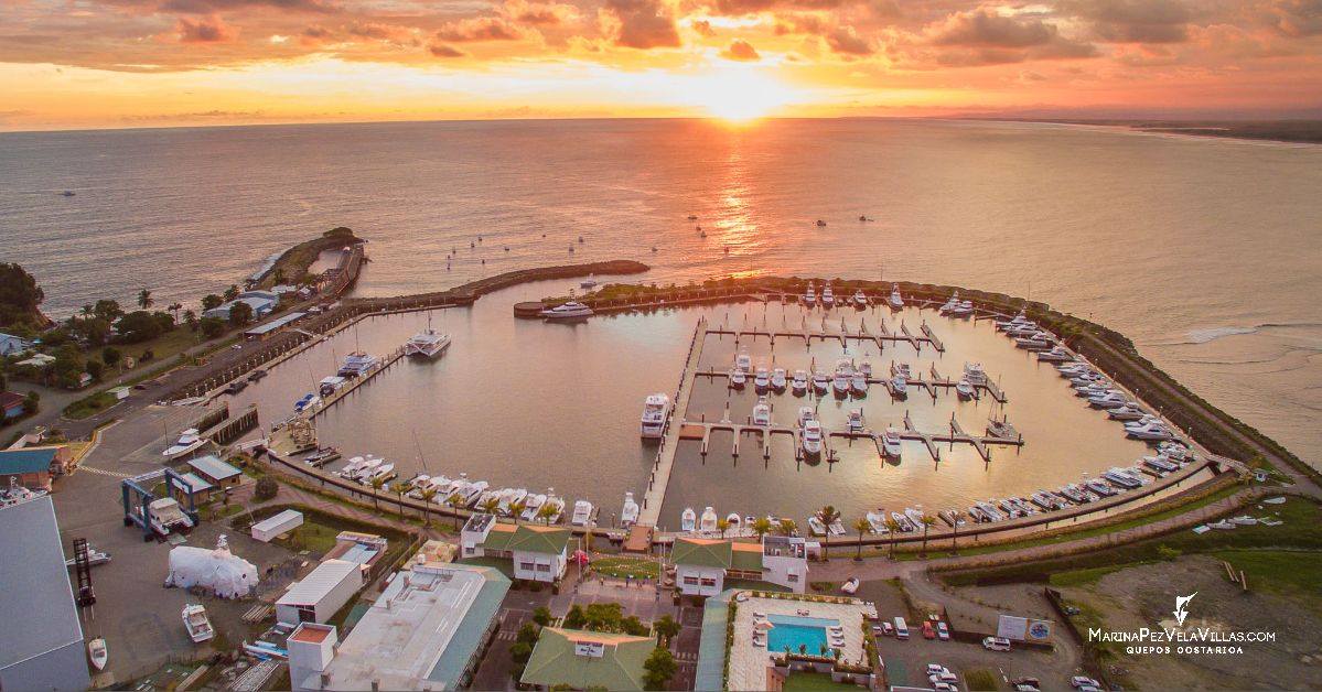 The Marina Pez Vela in Quepos at sunset