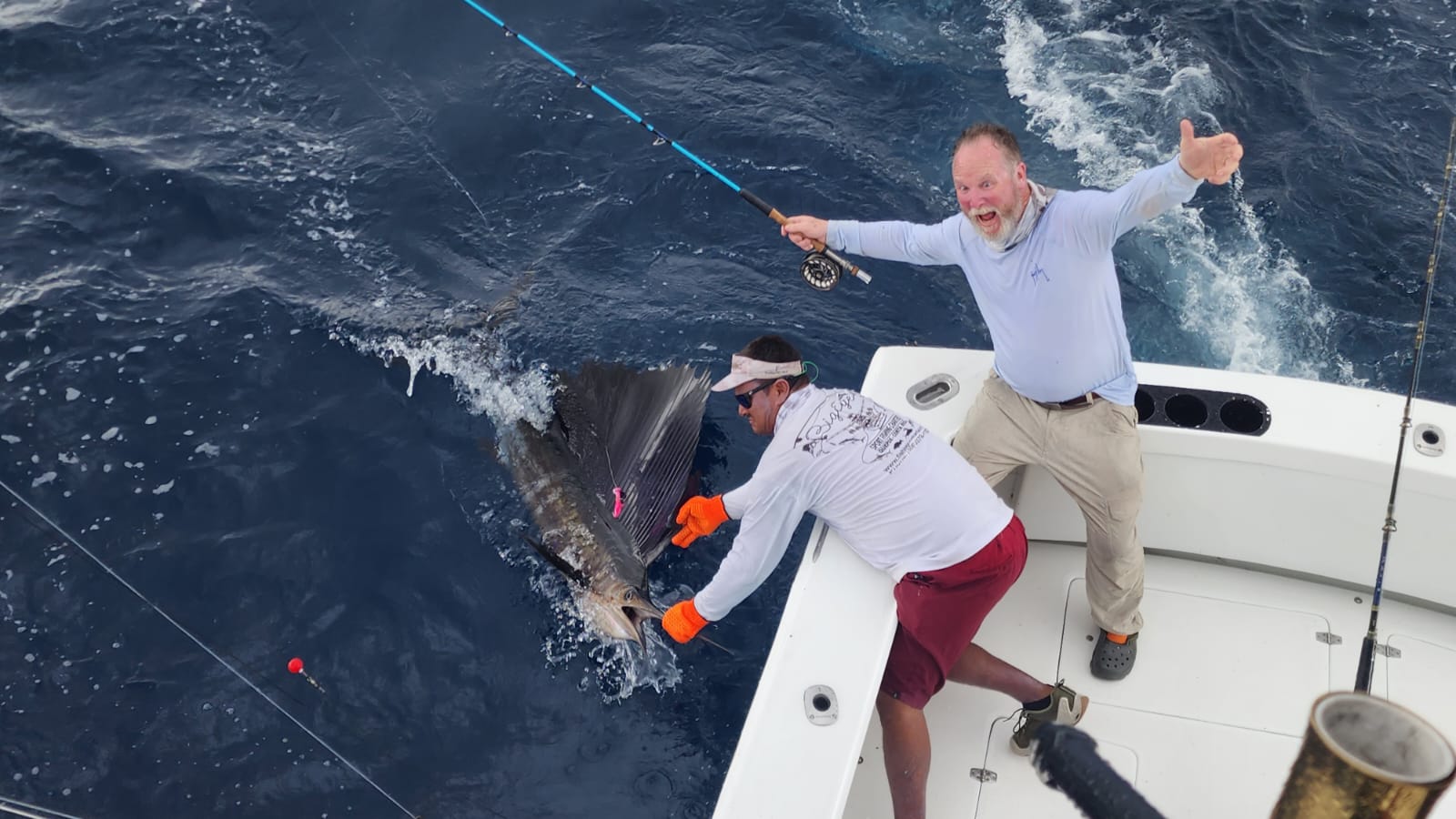 7x CAF customer Michael Schoder releases his first sailfish on the fly